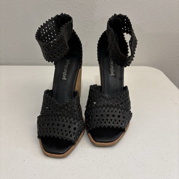 JEFFREY CAMPBELL Sz 7.5 BESANTE CLARA PERFORATED WEDGE SANDAL - Picture 2 of 12